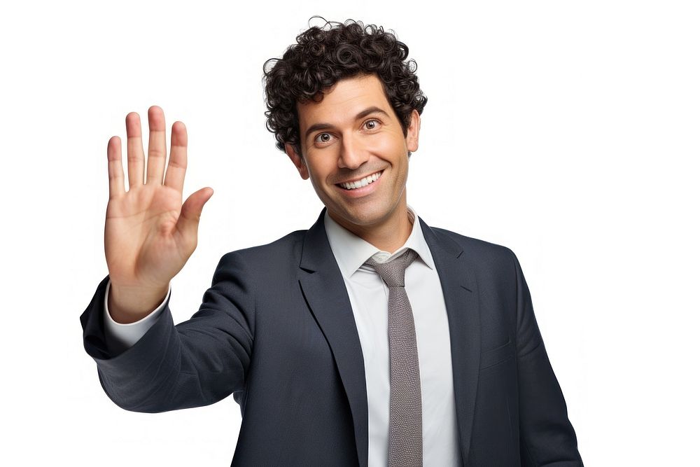 Man making a friendly waving hand portrait finger adult.