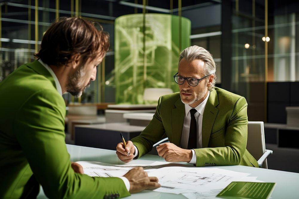 Man architect in meeting conversation office adult. AI generated Image by rawpixel.