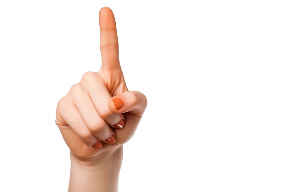 Woman make a hand okay sign finger white background gesturing.