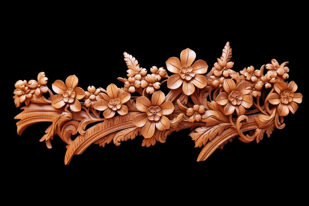 A Balinese orchids art jewelry wood. AI generated Image by rawpixel.
