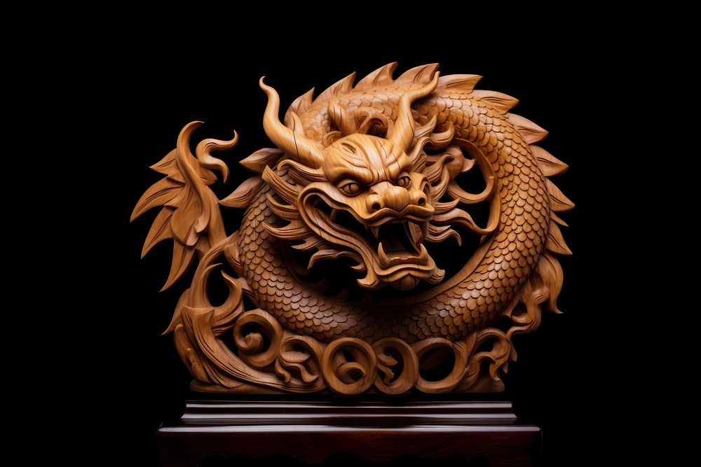 A dragon tradition wood art. AI generated Image by rawpixel.