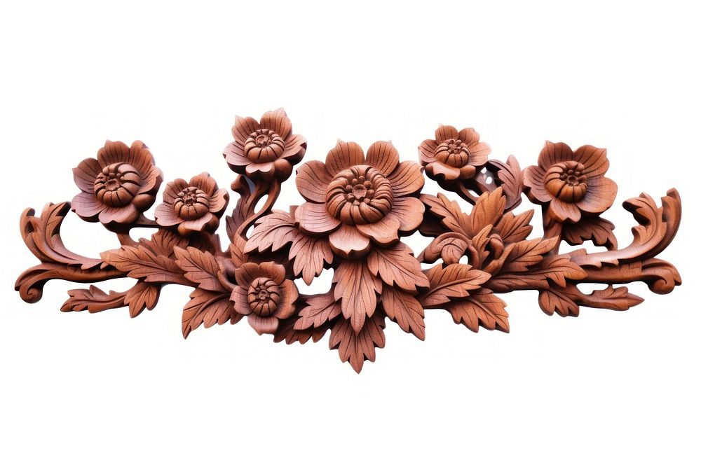 A flower border art pattern wood. AI generated Image by rawpixel.