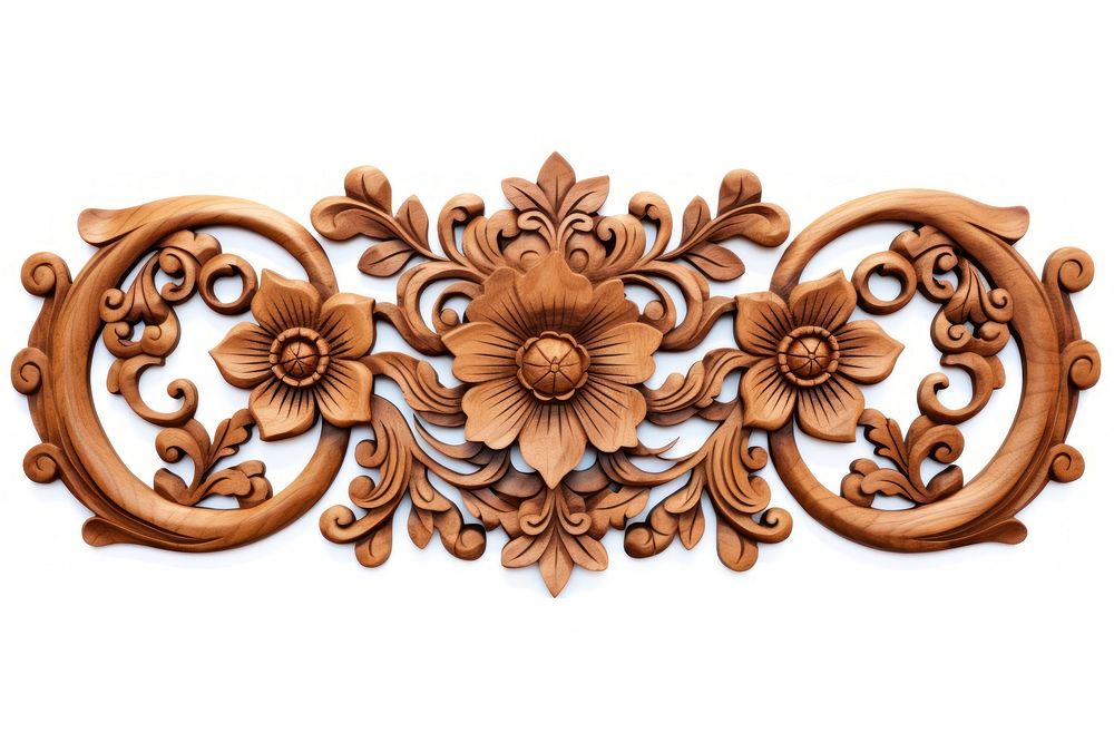 A flower border wood art pattern. AI generated Image by rawpixel.