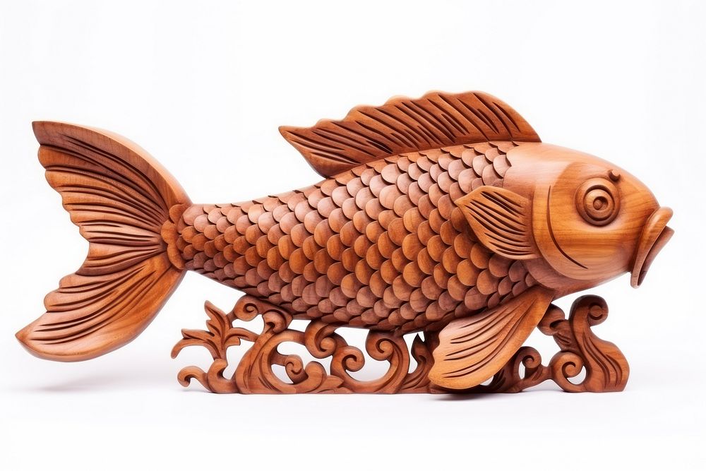 A koi fish animal wood art. AI generated Image by rawpixel.