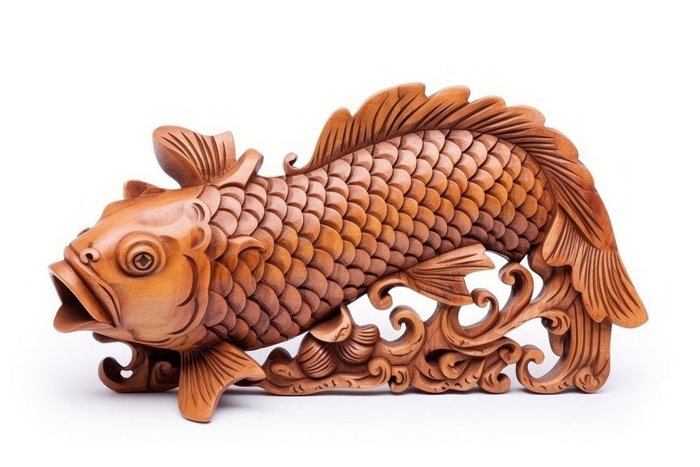 A koi fish animal bronze wood. AI generated Image by rawpixel.
