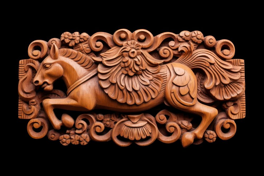A horse wood art representation. AI generated Image by rawpixel.