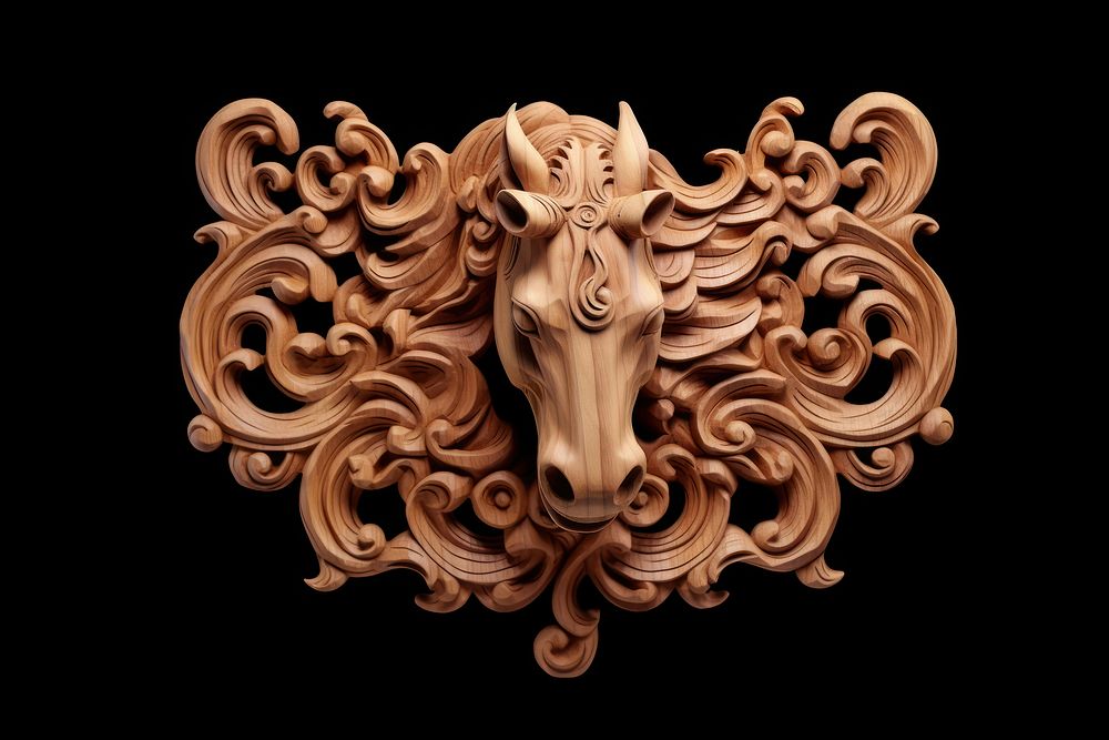 A horse wood art representation. AI generated Image by rawpixel.