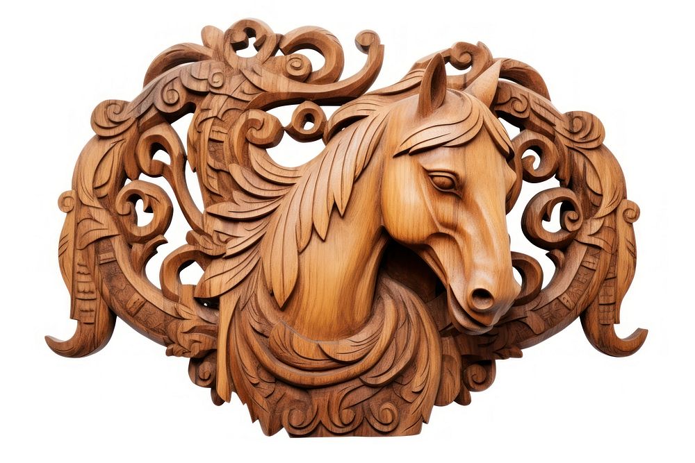 A horse wood art sculpture. AI generated Image by rawpixel.