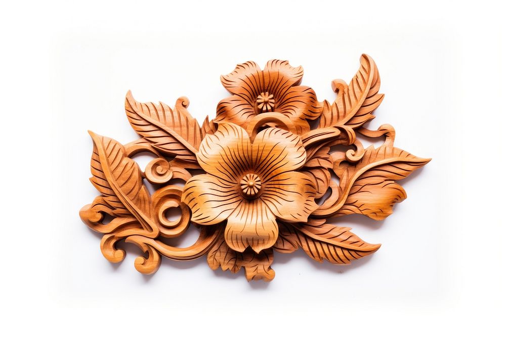 A Hibiscus flower wood art pattern. AI generated Image by rawpixel.