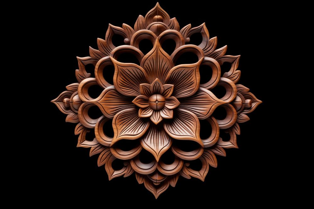 A lotus flower wood art pattern. AI generated Image by rawpixel.