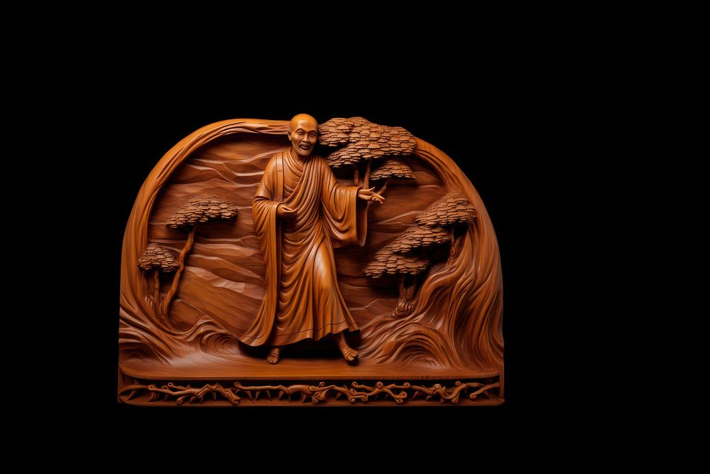 A monk art wood representation. AI generated Image by rawpixel.
