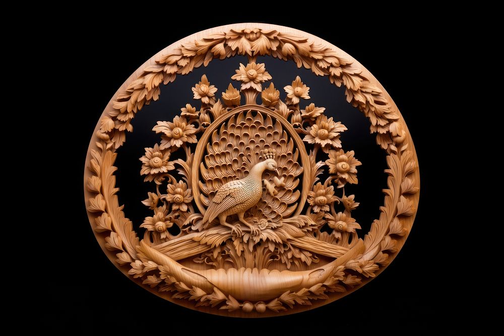 A peacock wood art representation. 