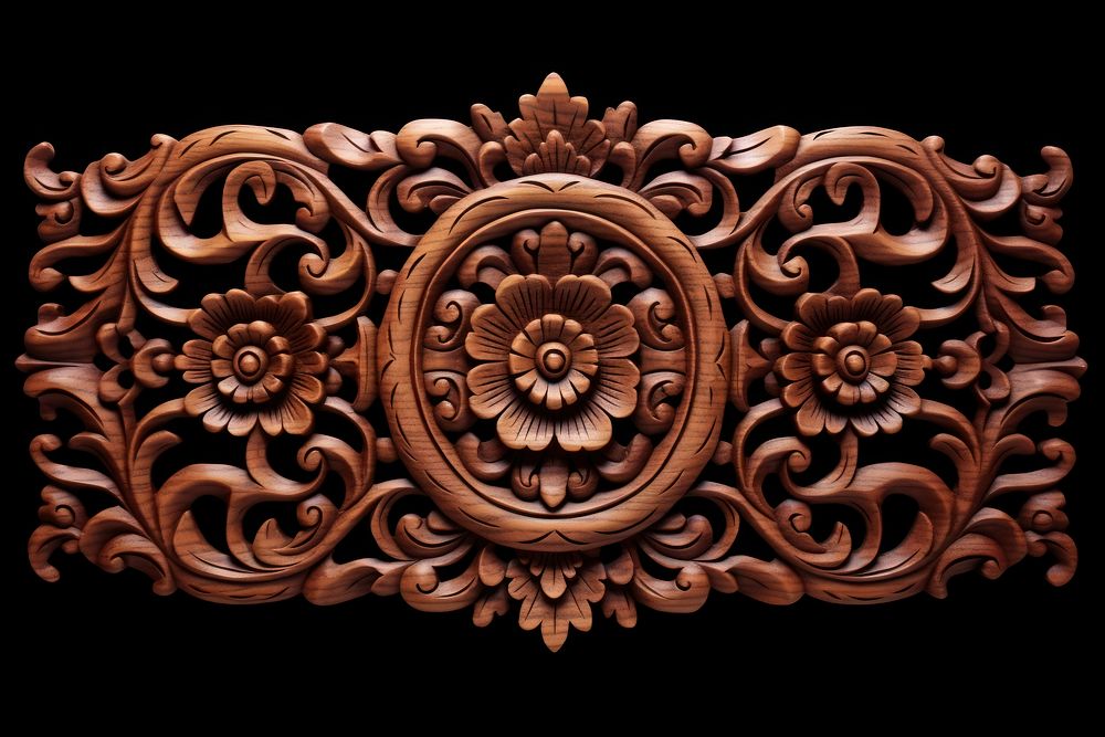 A thai traditional pattern wood art representation. AI generated Image by rawpixel.