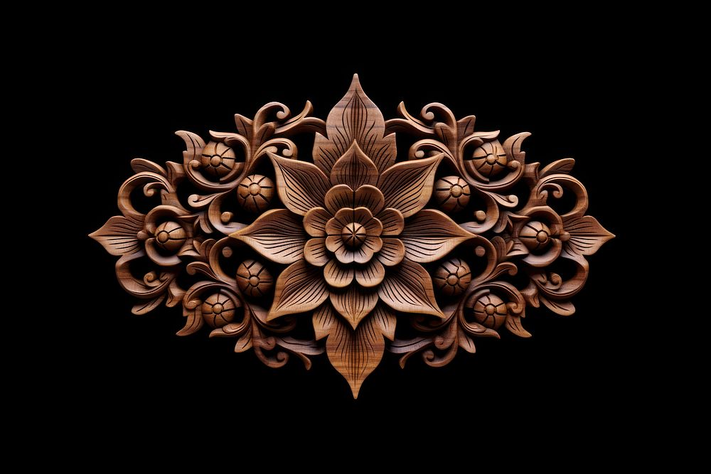 A thai traditional pattern wood art accessories. AI generated Image by rawpixel.