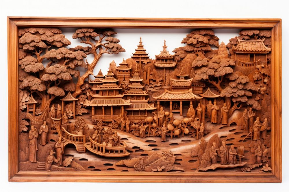 A village wood art representation. AI generated Image by rawpixel.
