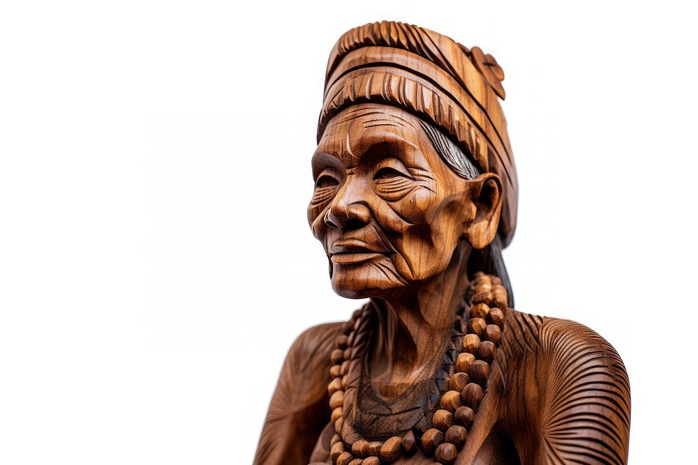 An elder woman art totem wood. AI generated Image by rawpixel.