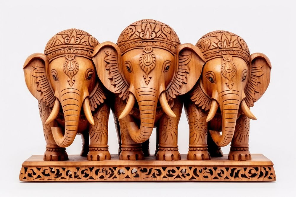 An elephant with three head art wildlife mammal. AI generated Image by rawpixel.