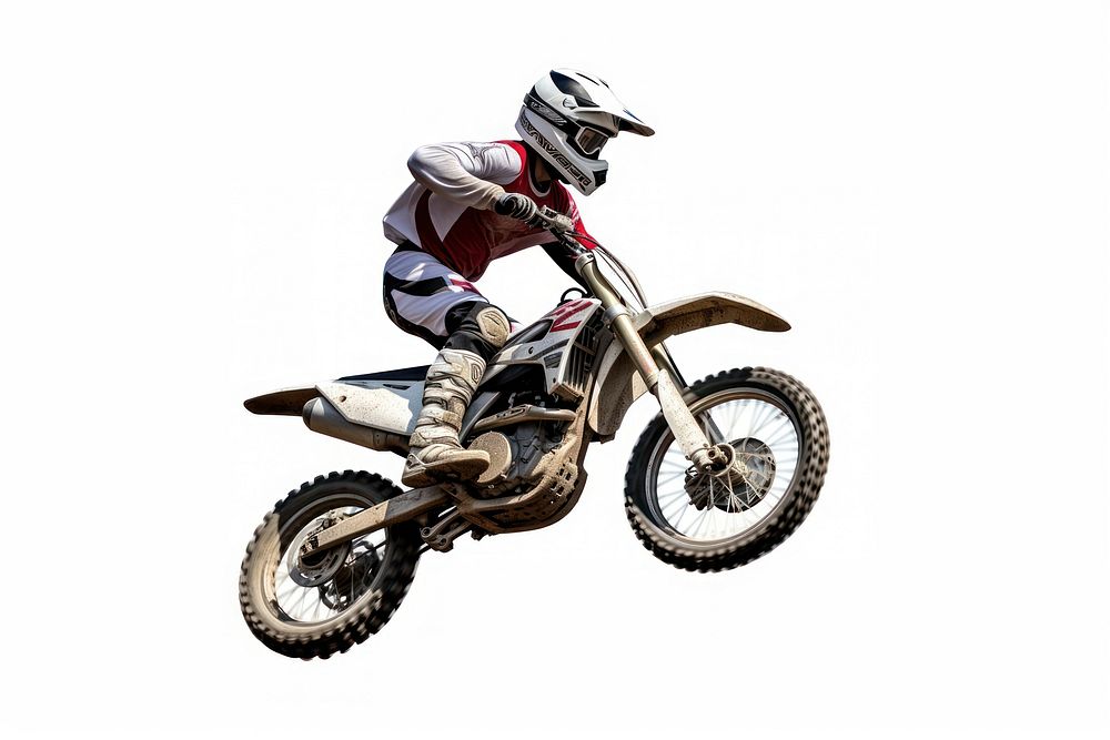 A man riding motorcross motorcycle motocross vehicle helmet.