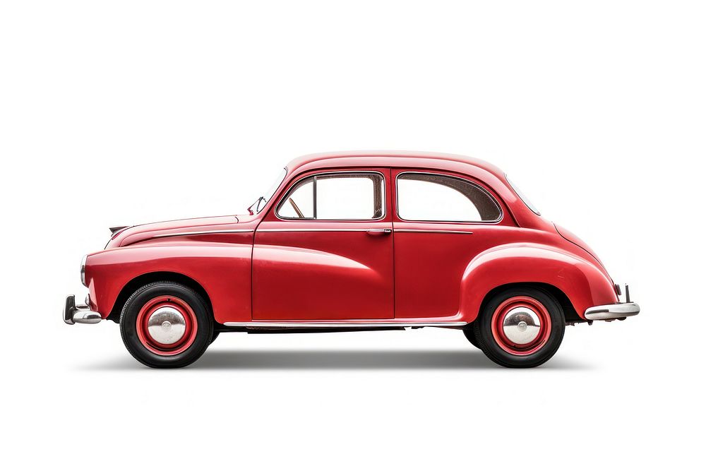 A red vintage car vehicle white background transportation.