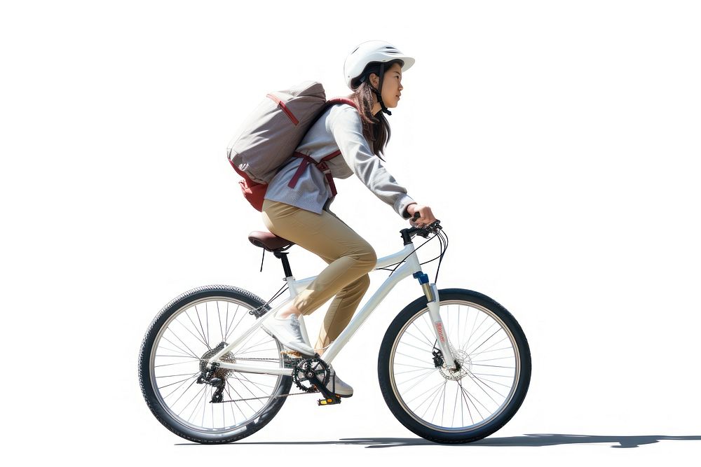 An asian woman riding a bike sports bicycle vehicle.