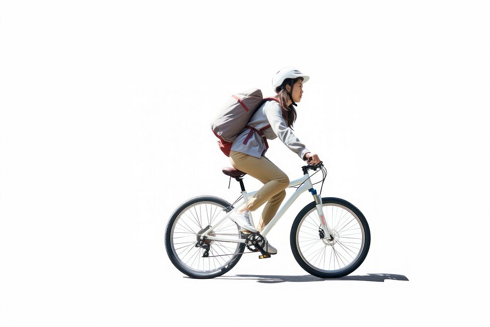 An asian woman riding a bike sports bicycle vehicle.