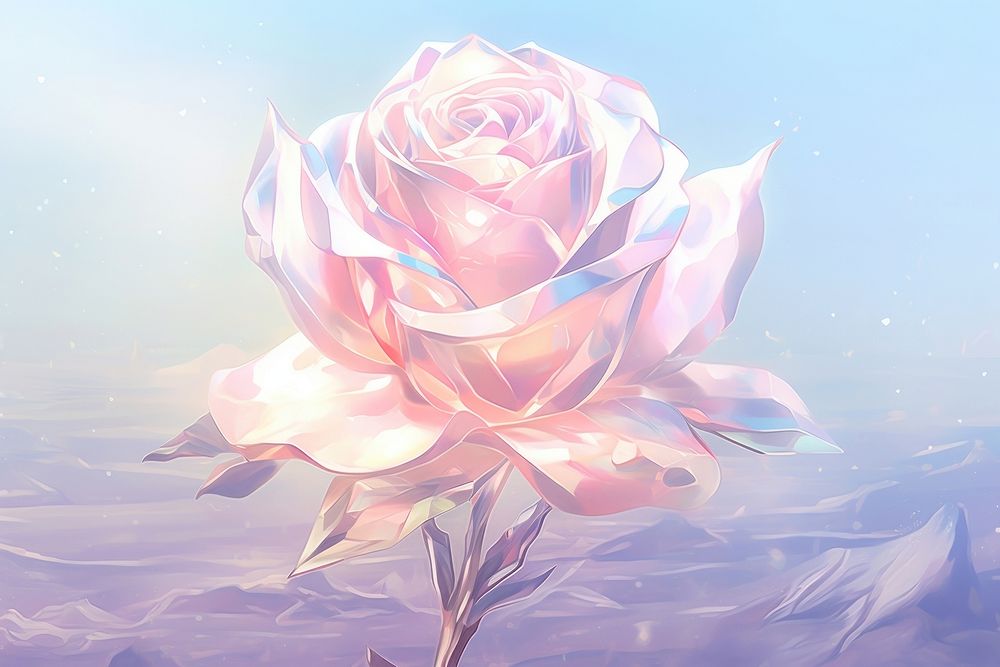 Rose crystal flower plant art.