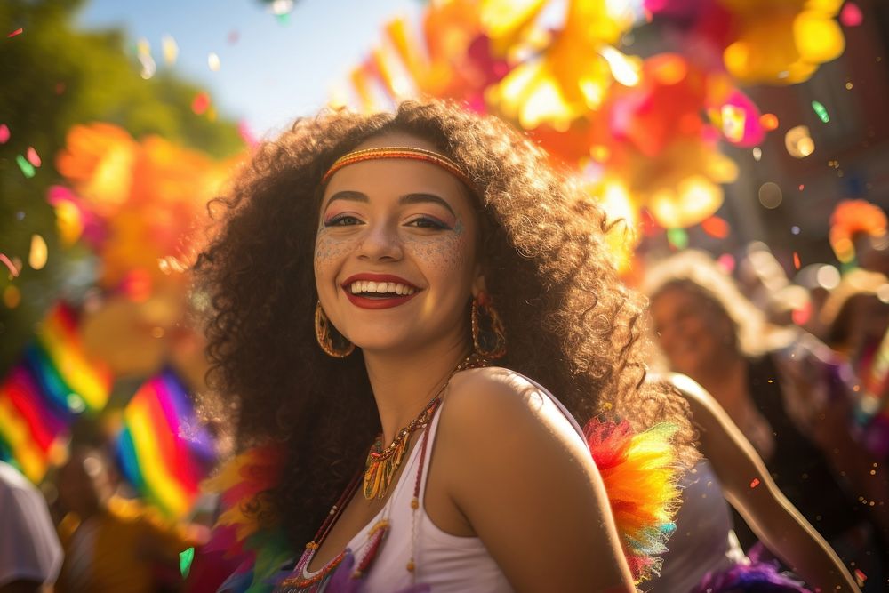 Colorful Latina parade in Hispanic fastival concept celebration carnival smile.