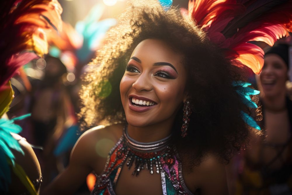 Latinas in carnival celebration adult smile.