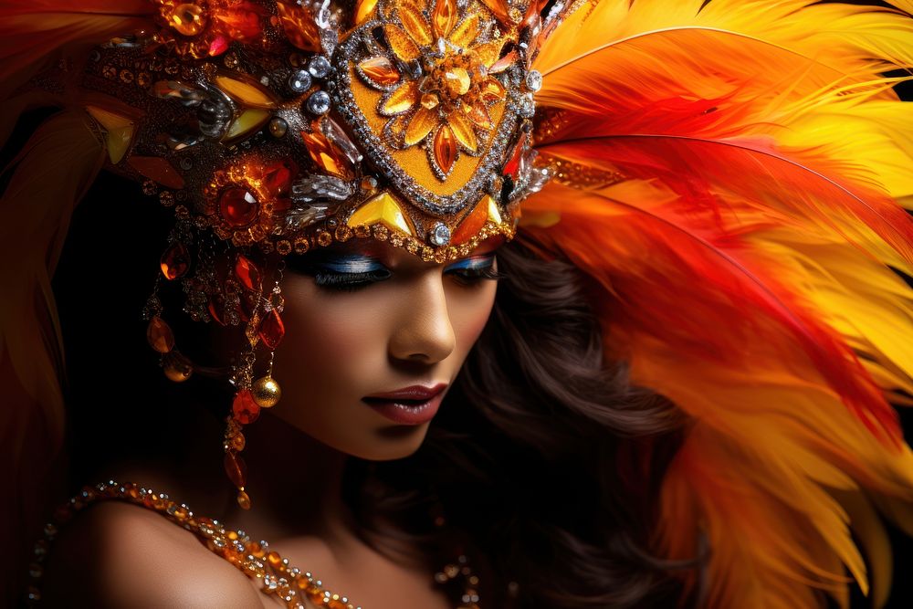 Latin woman carnival costume celebration adult creativity.