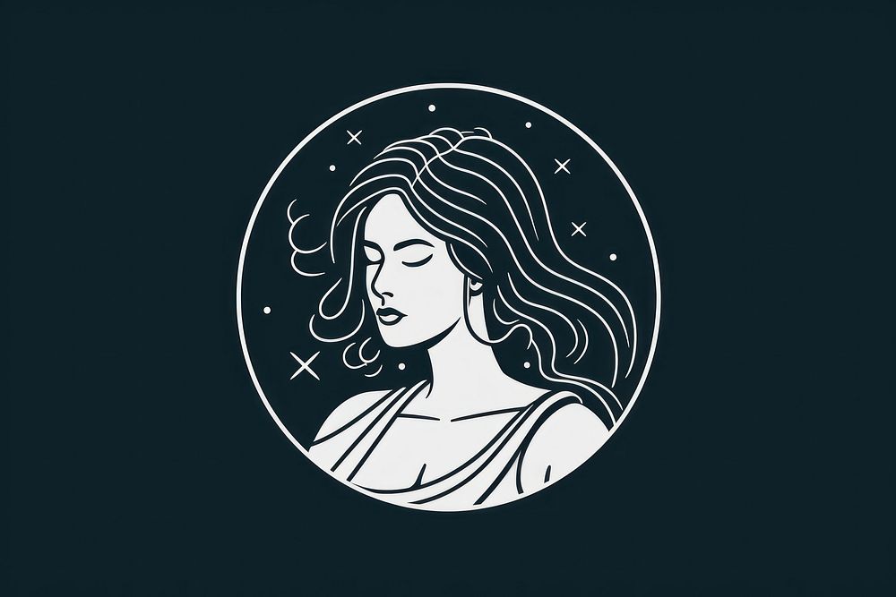Woman astrology icon logo representation illuminated.