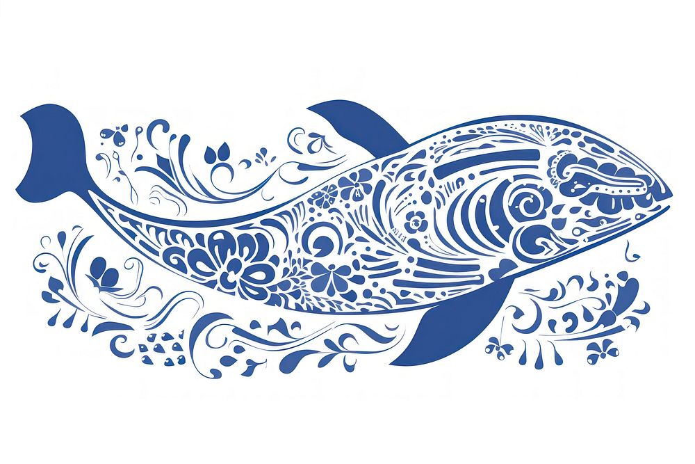 Whale pattern drawing sketch.