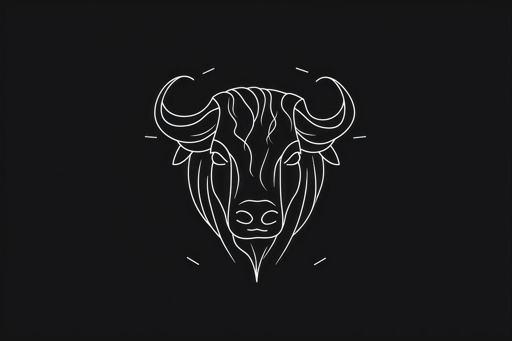 Taurus Zodiac icon blackboard buffalo drawing.