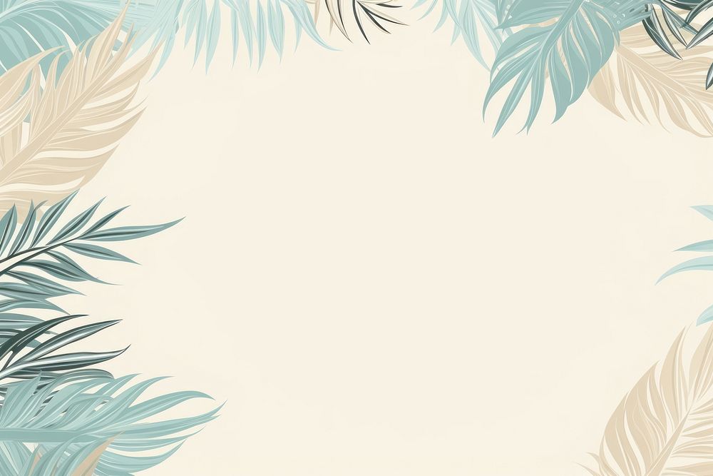 Tropical palm leaves frame hand-drawn illustration pattern nature line. AI generated Image by rawpixel.