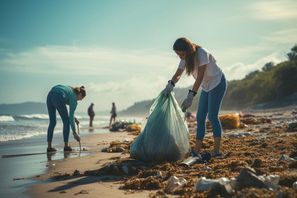 Volunteer cleaning beach adult. AI generated Image by rawpixel.