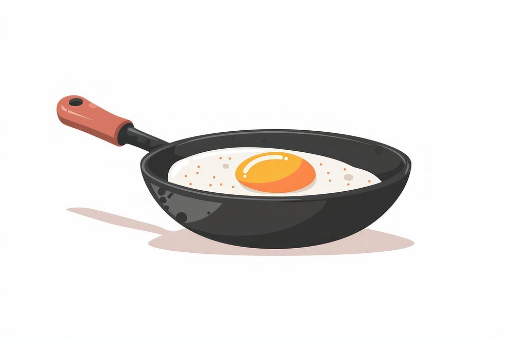 Flat design pan egg breakfast freshness appliance.