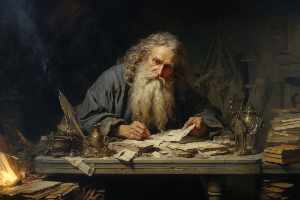 A wizard painting art concentration.