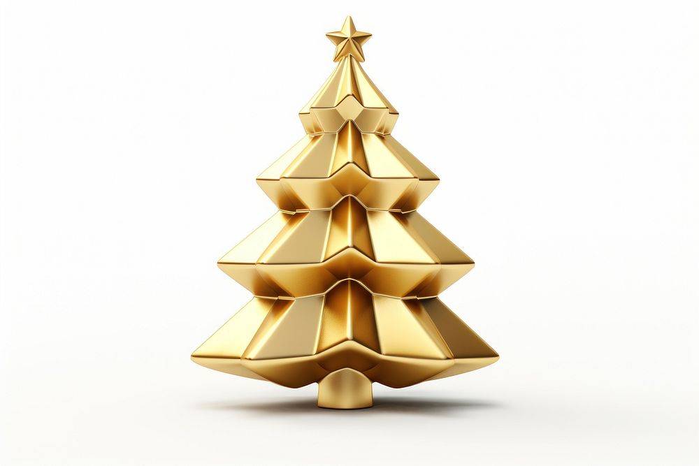 Christmas tree gold white background celebration.