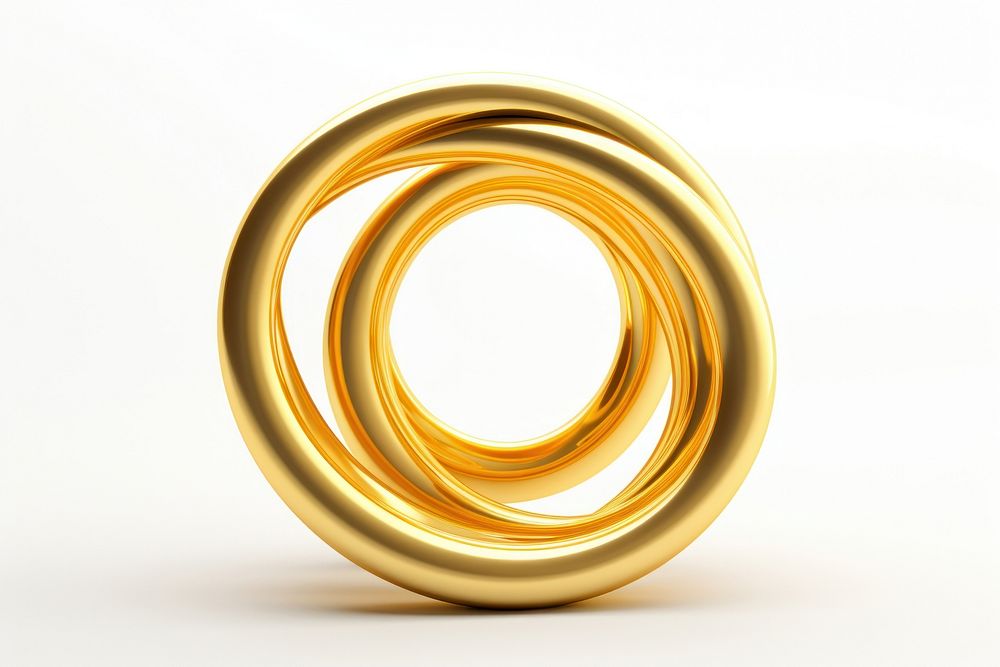 Circle gold jewelry white background.