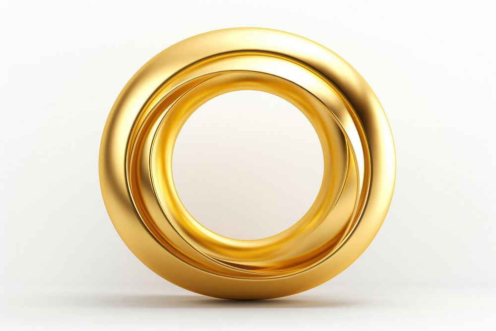 Circle gold jewelry white background.