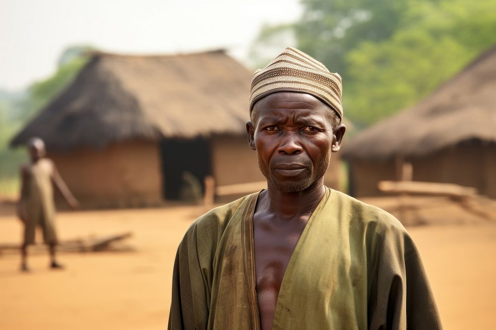 African cheif villager outdoors standing adult.