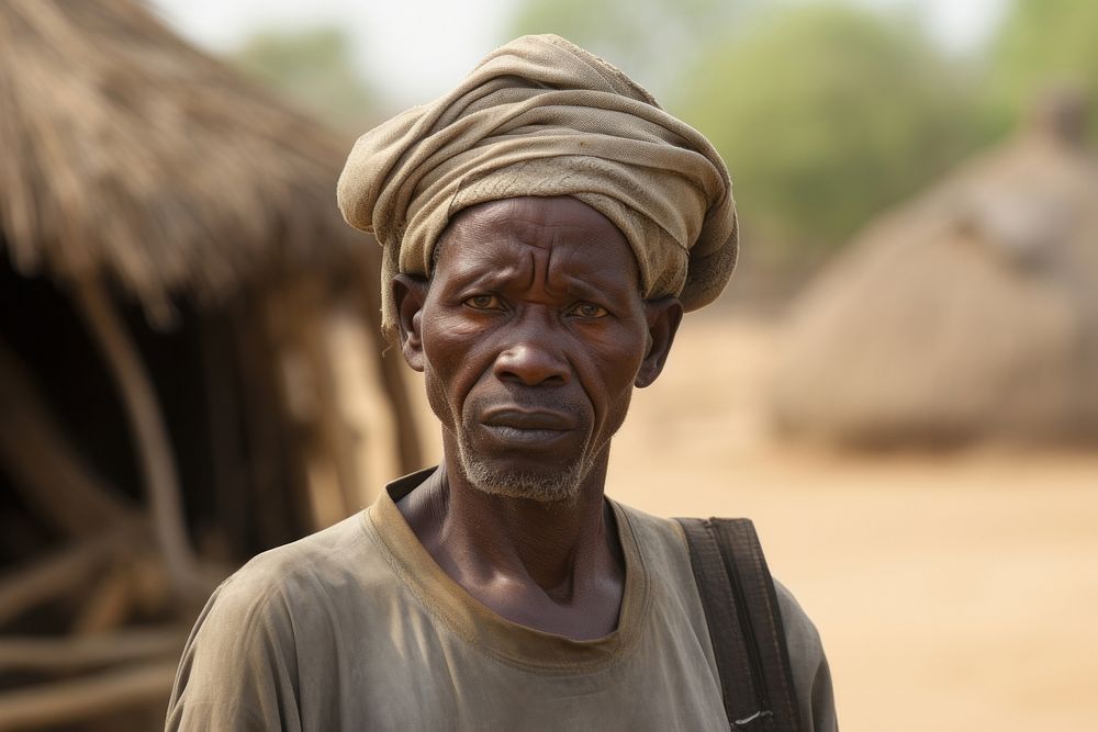 African cheif villager standing adult homelessness.