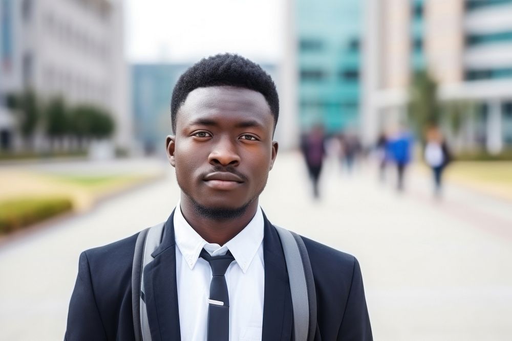 African student portrait standing blazer.