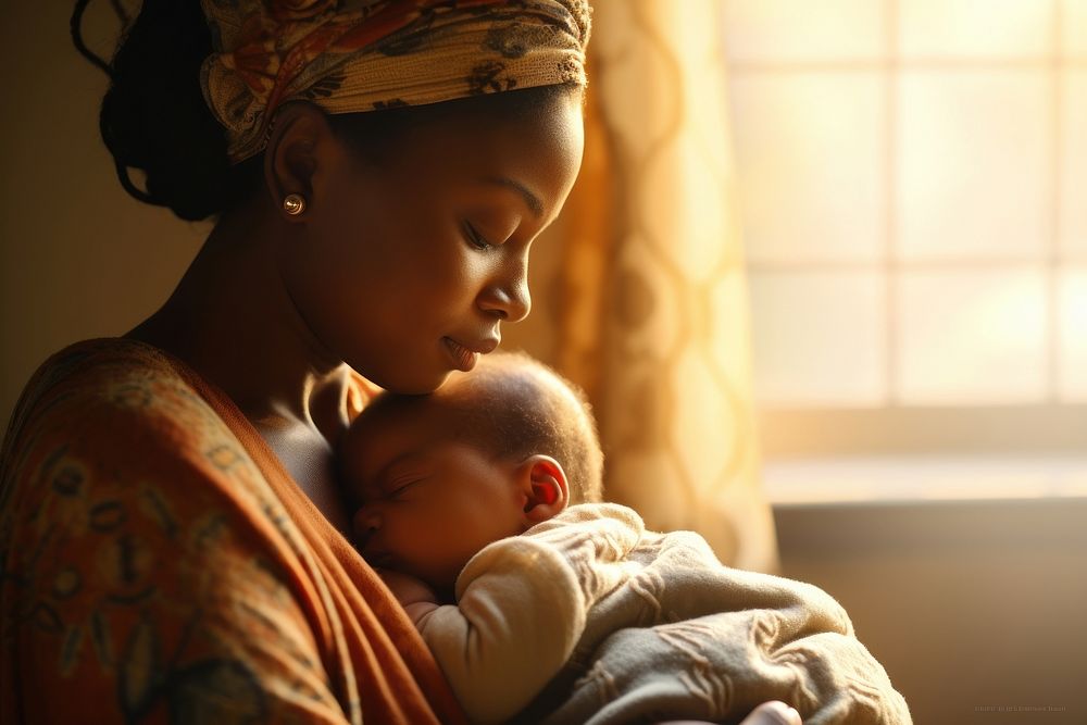 African mother baby portrait newborn.