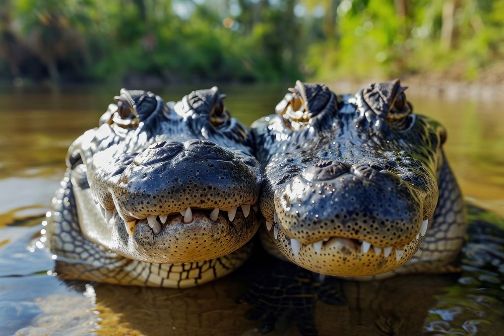 2 crocodiles animal reptile alligator. | Premium Photo - rawpixel