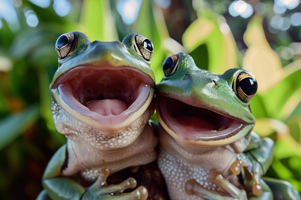 2 frogs animal amphibian wildlife.