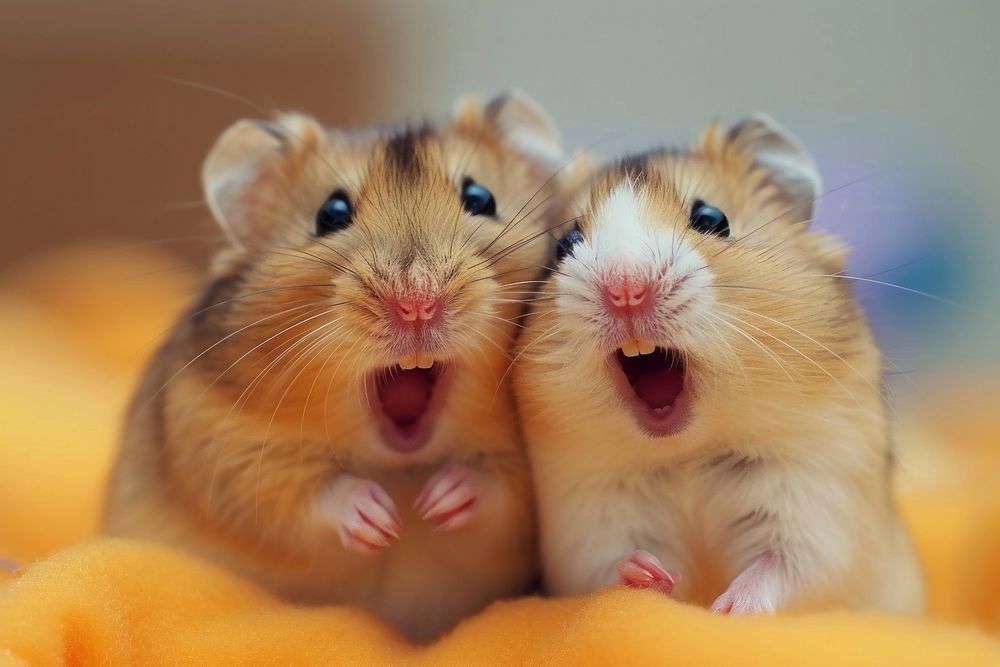 2 hamsters animal rodent mammal.