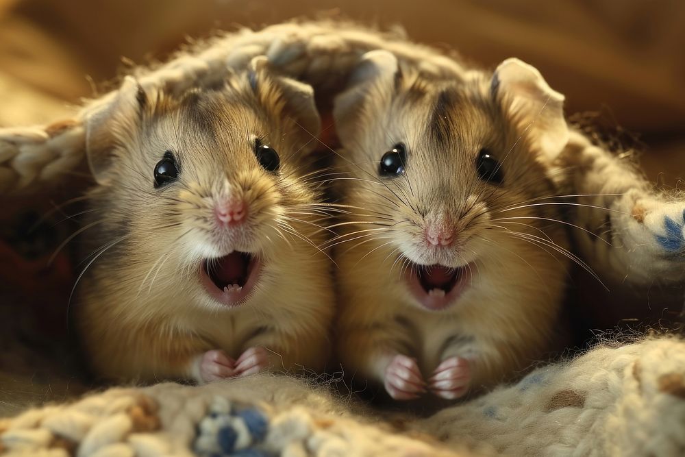 2 hamsters animal mammal rodent.