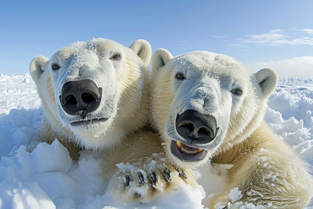 2 polar bears animal wildlife mammal.