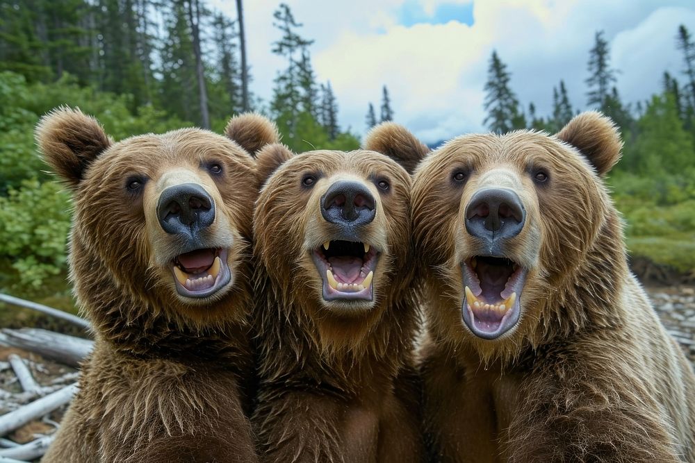 3 bears animal wildlife mammal.