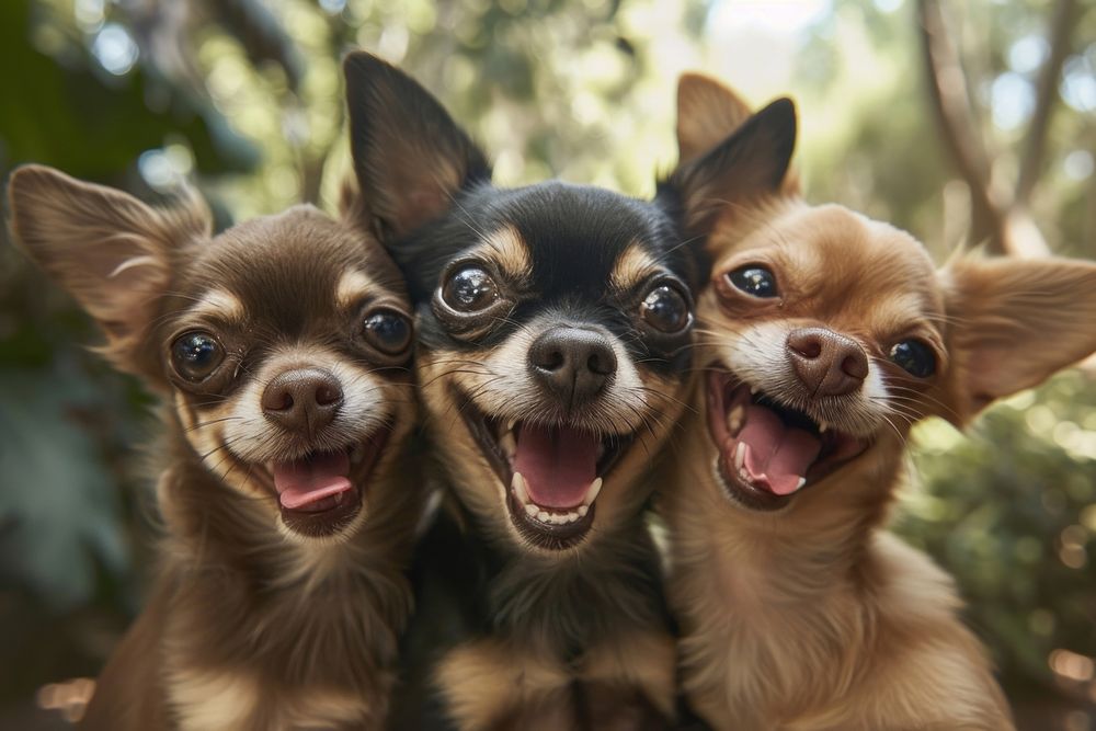 3 chihuahuas animal smiling mammal.